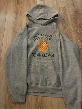 Gray Graphic Hoodie - Be An Eleven Waffle Design
